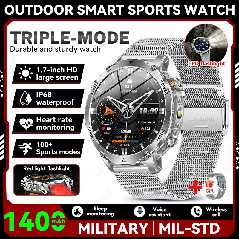 Sonicora Tactical Smartwatch – Rugged Design, Bluetooth Calling & Advanced Fitness Tracking