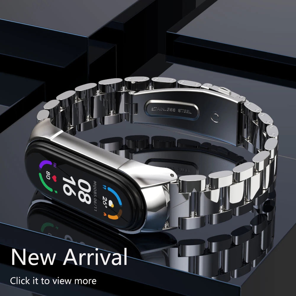 Sonicora Premium Metal Bracelet Strap for Xiaomi Mi Band 5–11 – Elegant Stainless Steel Style