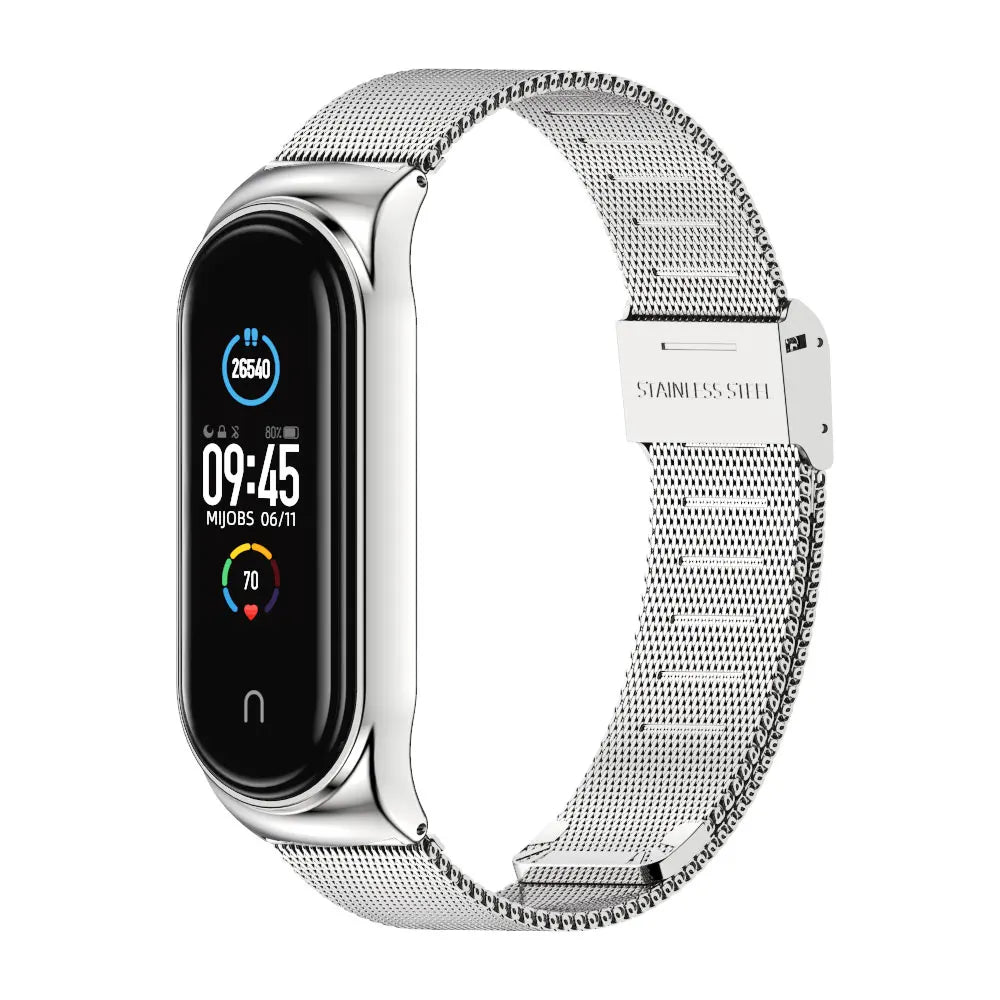 Sonicora Premium Metal Bracelet Strap for Xiaomi Mi Band 5–11 – Elegant Stainless Steel Style
