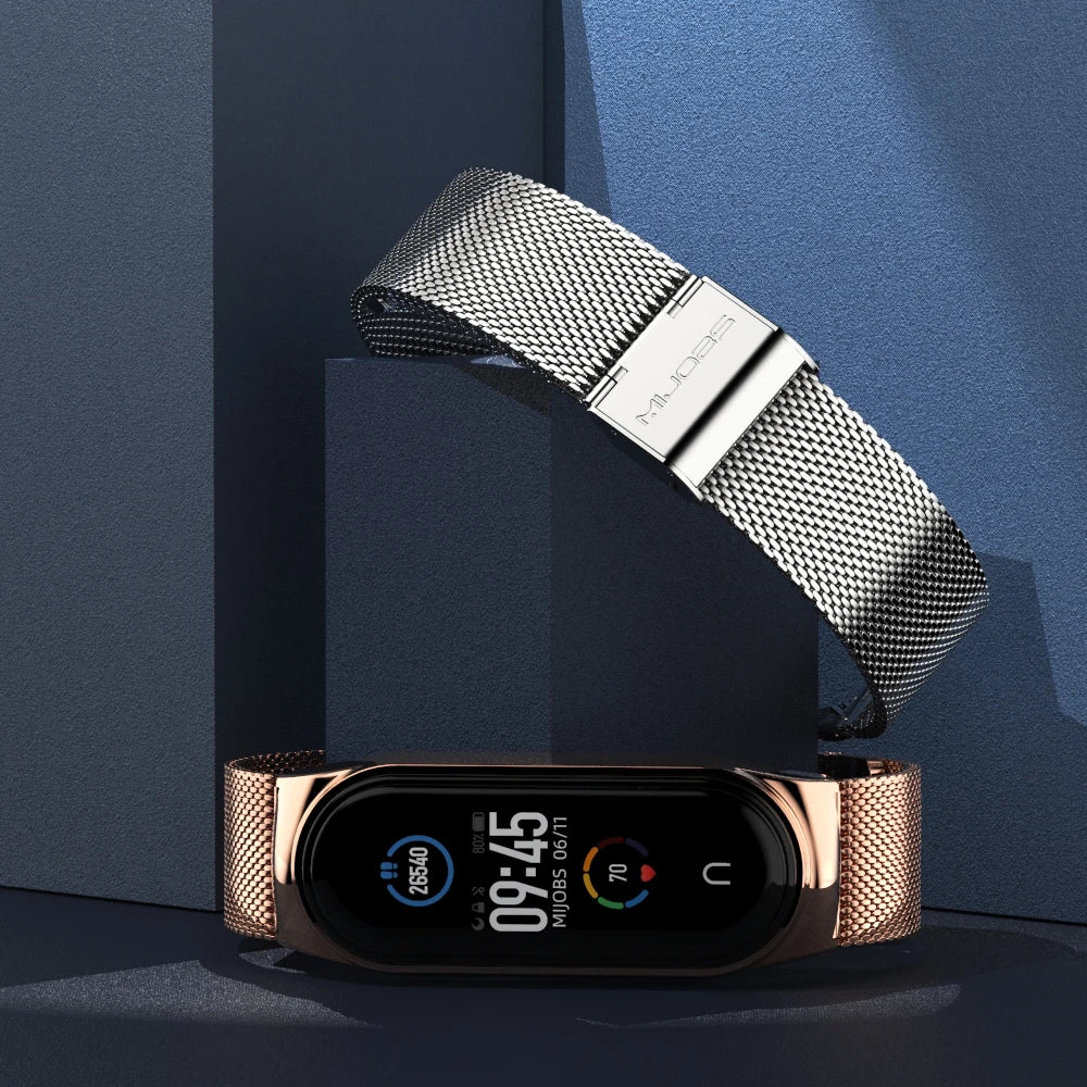 Sonicora Premium Metal Bracelet Strap for Xiaomi Mi Band 5–11 – Elegant Stainless Steel Style