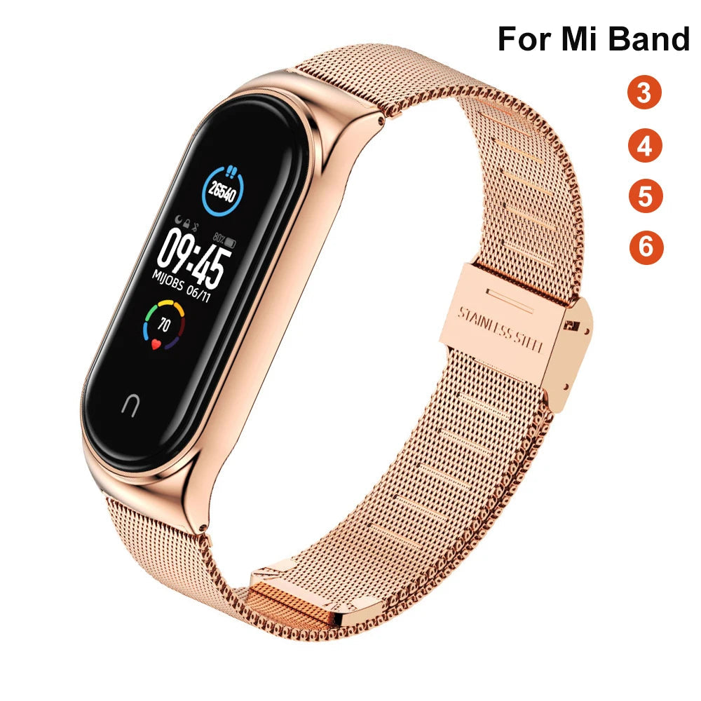 Sonicora Premium Metal Bracelet Strap for Xiaomi Mi Band 5–11 – Elegant Stainless Steel Style