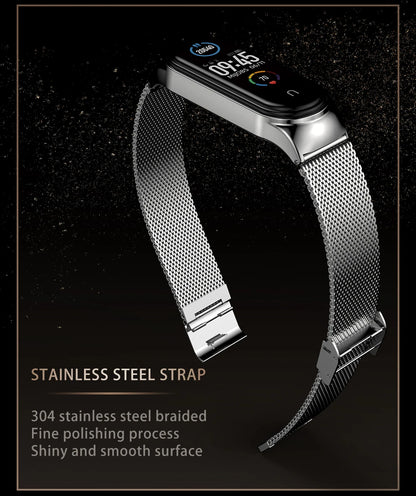Sonicora Premium Metal Bracelet Strap for Xiaomi Mi Band 5–11 – Elegant Stainless Steel Style