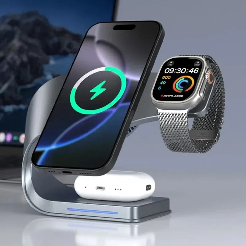 Sonicora 3-in-1 Magnetic Wireless Charging Station – Built-In TEC Cooling Fan