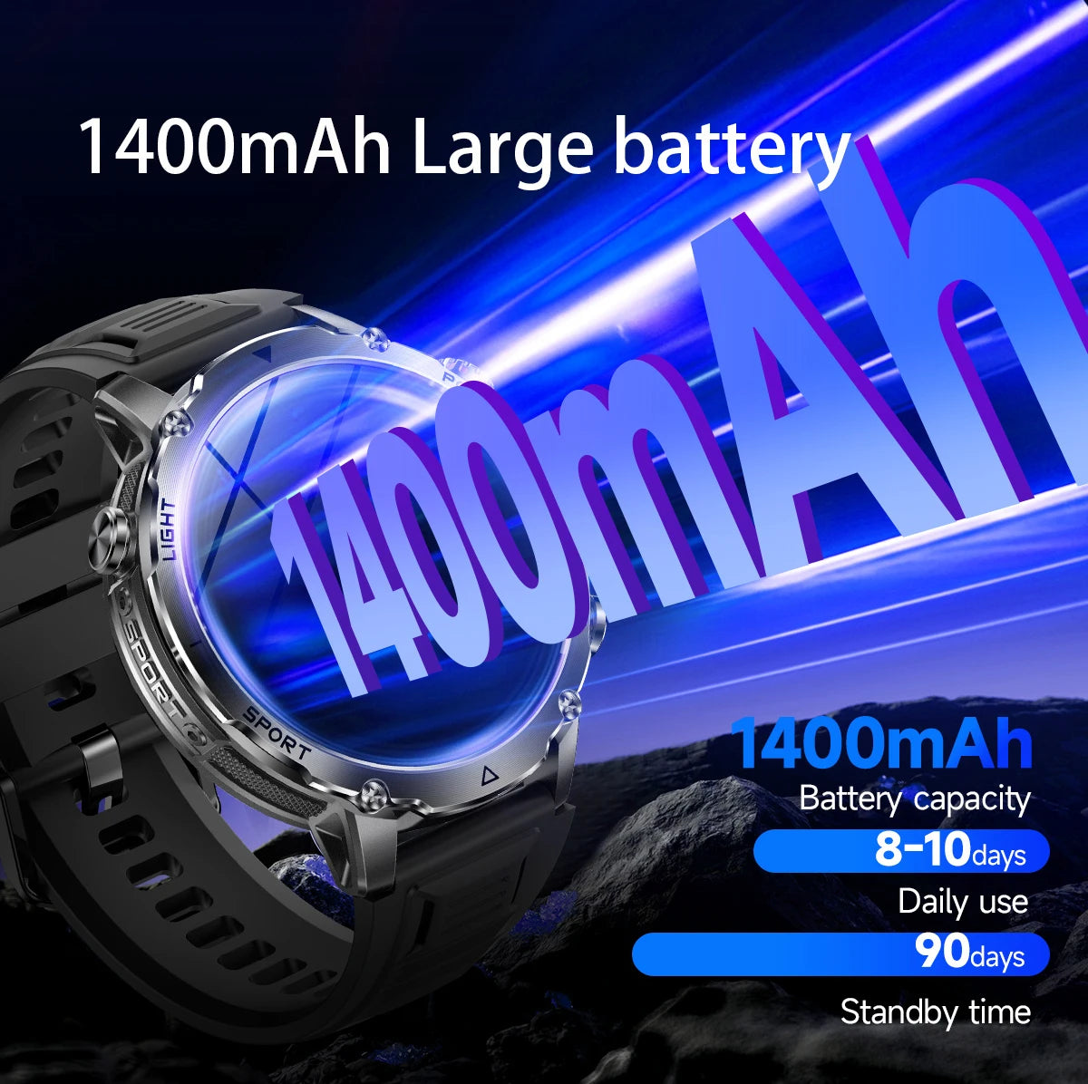 Sonicora Tactical Smartwatch – Rugged Design, Bluetooth Calling & Advanced Fitness Tracking