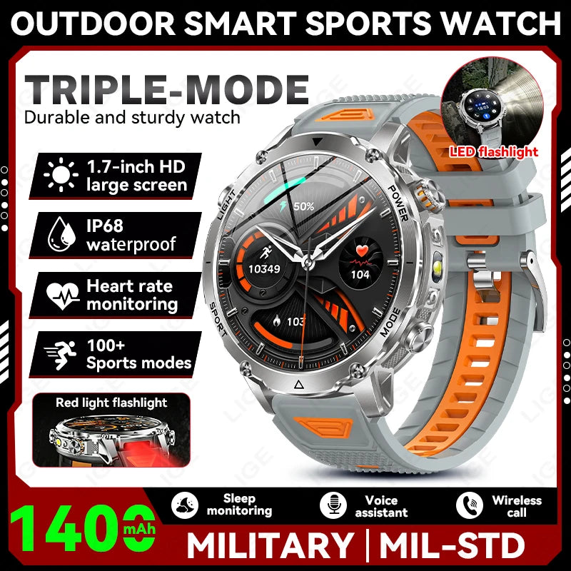 Sonicora Tactical Smartwatch – Rugged Design, Bluetooth Calling & Advanced Fitness Tracking
