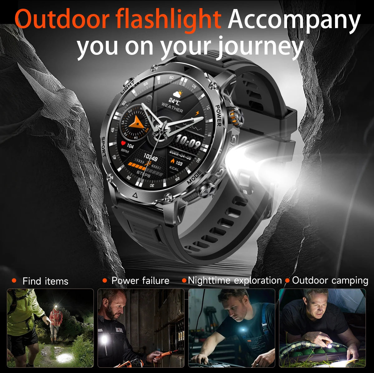 Sonicora Tactical Smartwatch – Rugged Design, Bluetooth Calling & Advanced Fitness Tracking