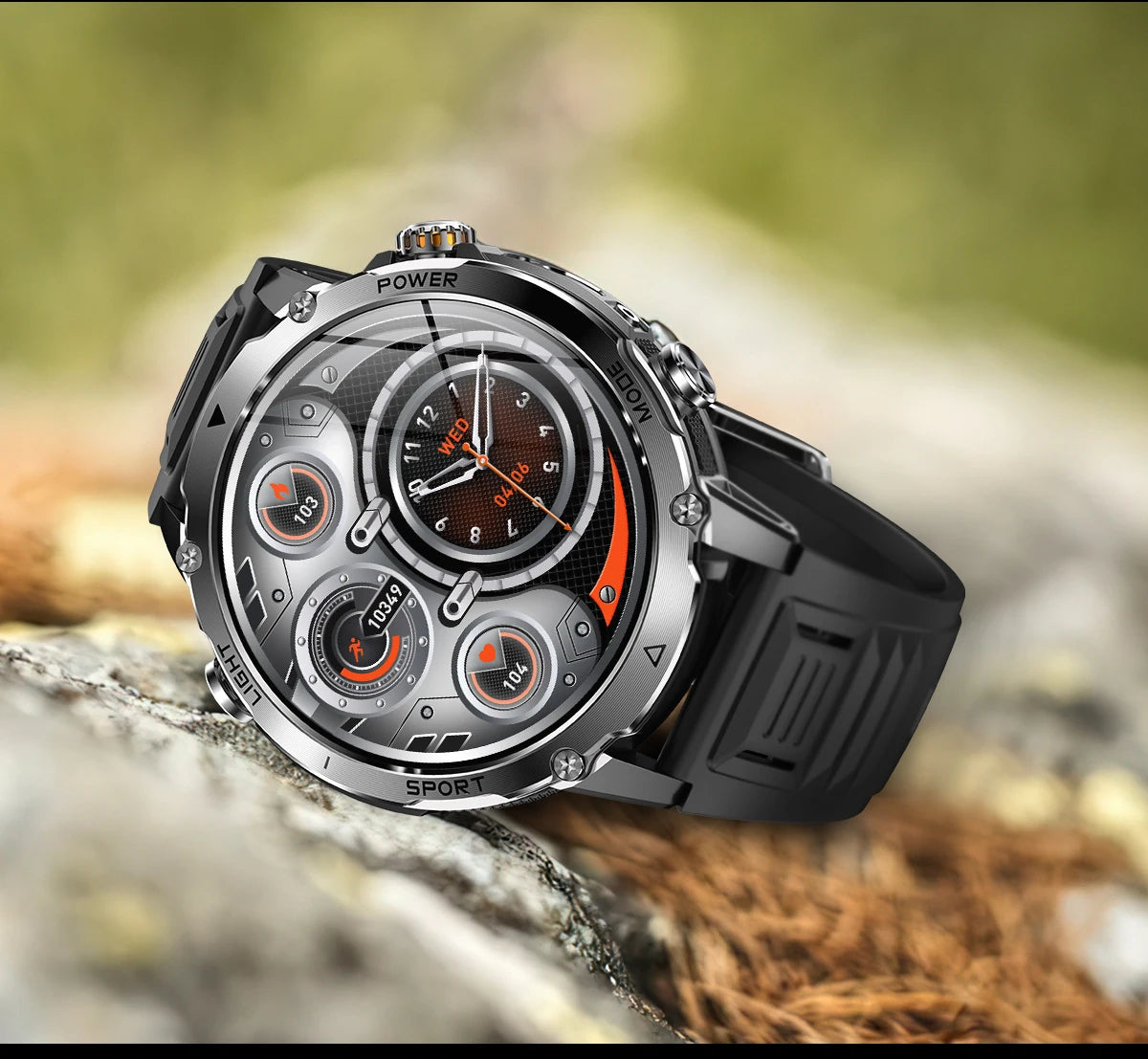 Sonicora Tactical Smartwatch – Rugged Design, Bluetooth Calling & Advanced Fitness Tracking
