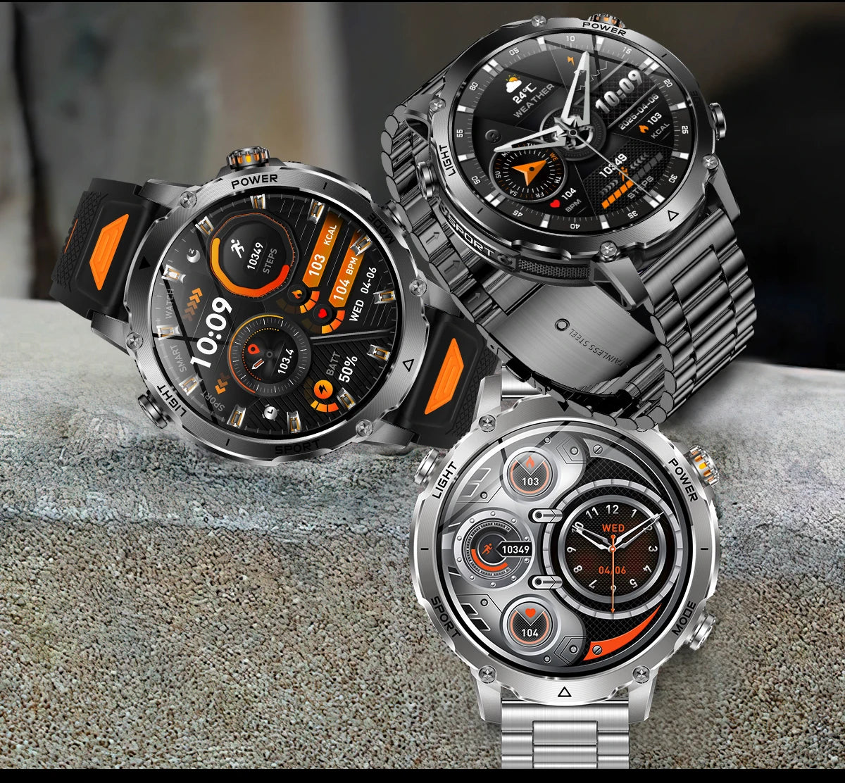 Sonicora Tactical Smartwatch – Rugged Design, Bluetooth Calling & Advanced Fitness Tracking