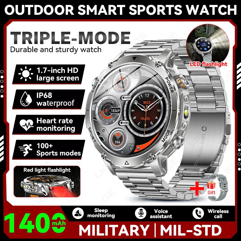 Sonicora Tactical Smartwatch – Rugged Design, Bluetooth Calling & Advanced Fitness Tracking