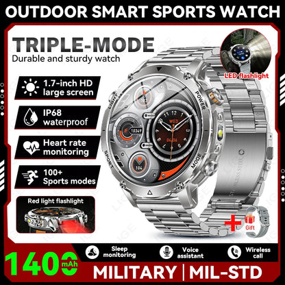 Sonicora Tactical Smartwatch – Rugged Design, Bluetooth Calling & Advanced Fitness Tracking