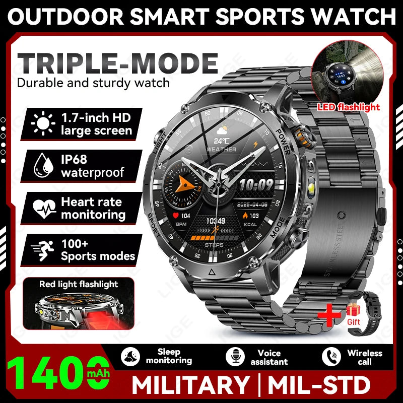 Sonicora Tactical Smartwatch – Rugged Design, Bluetooth Calling & Advanced Fitness Tracking