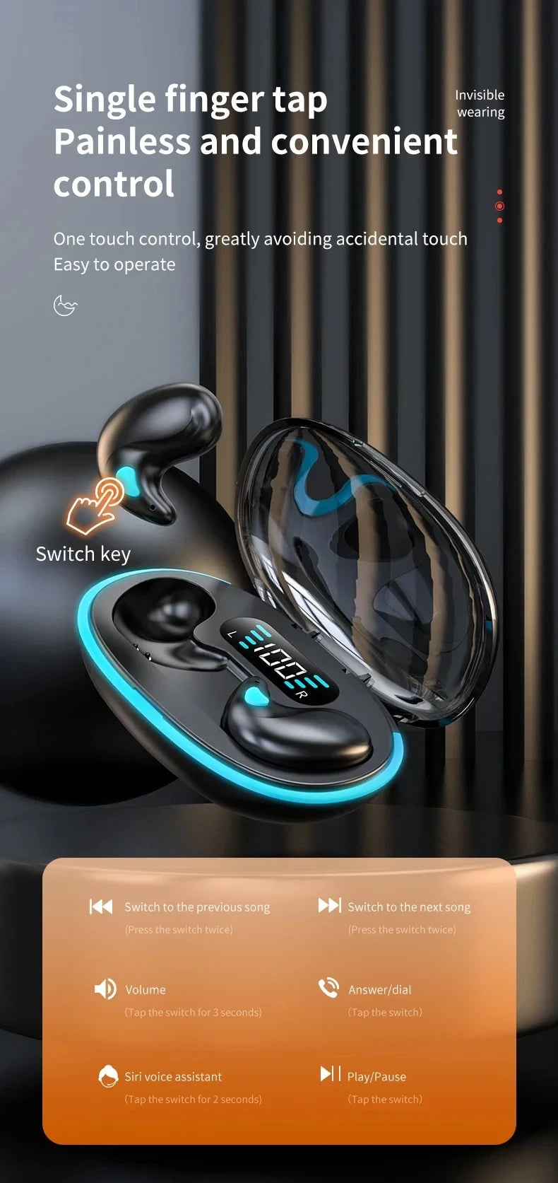 Sonicora X55 Mini Wireless Earbuds – Active Noise Cancellation & Clear Calls
