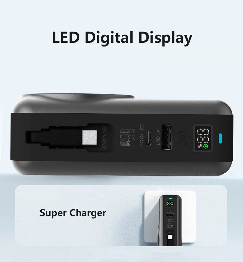 Sonicora 10,000mAh Magnetic Power Bank – Qi2.2 25W Wireless Fast Charging, 5-in-1 Design