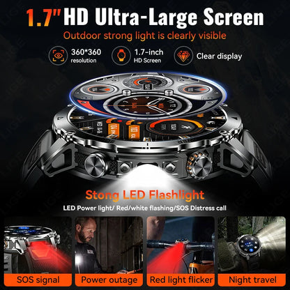 Sonicora Tactical Smartwatch – Rugged Design, Bluetooth Calling & Advanced Fitness Tracking