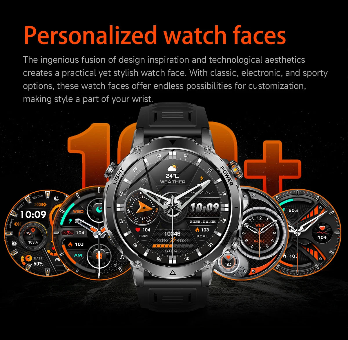 Sonicora Tactical Smartwatch – Rugged Design, Bluetooth Calling & Advanced Fitness Tracking