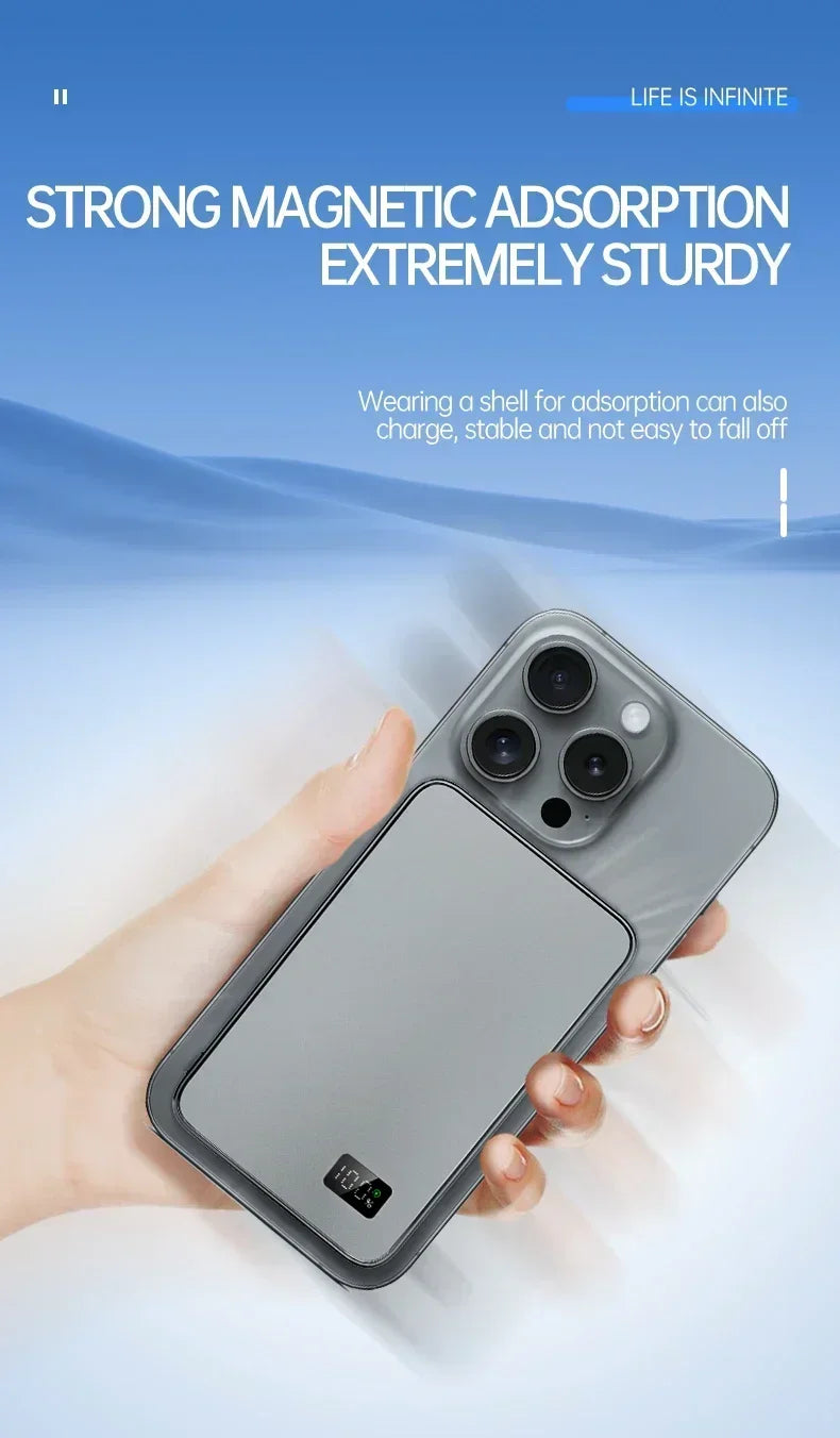 Sonicora Magnetic Wireless Power Bank – 22.5W Fast Charging & LED Battery Display