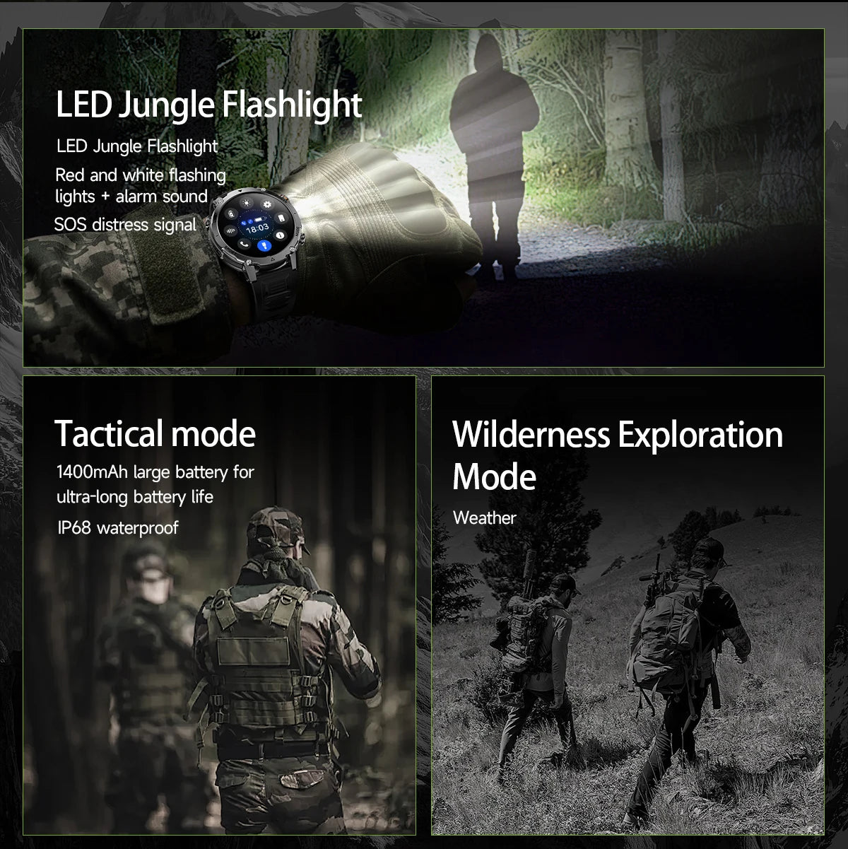 Sonicora Tactical Smartwatch – Rugged Design, Bluetooth Calling & Advanced Fitness Tracking