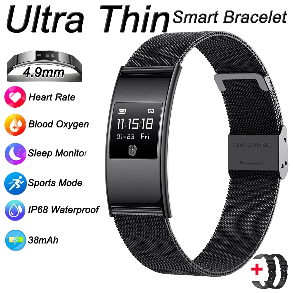 Sonicora Ultra-Slim Smartwatch – Heart Rate, Blood Oxygen & Sleep Tracking