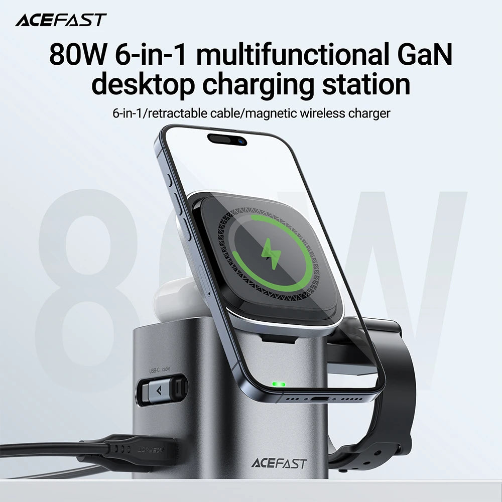 Sonicora 6-in-1 Magnetic Wireless Charging Station – 65W GaN Fast Charger