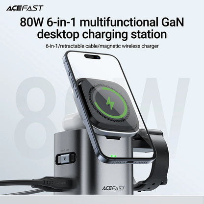 Sonicora 6-in-1 Magnetic Wireless Charging Station – 65W GaN Fast Charger