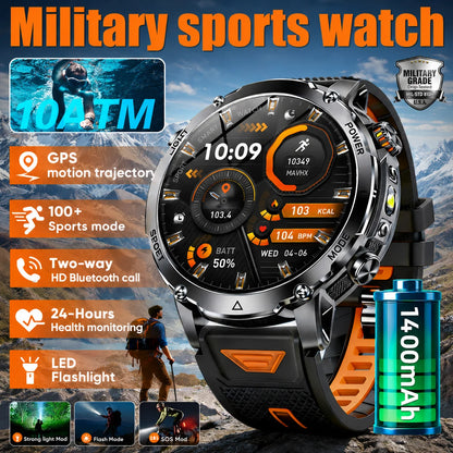 Sonicora Tactical Smartwatch – Rugged Design, Bluetooth Calling & Advanced Fitness Tracking