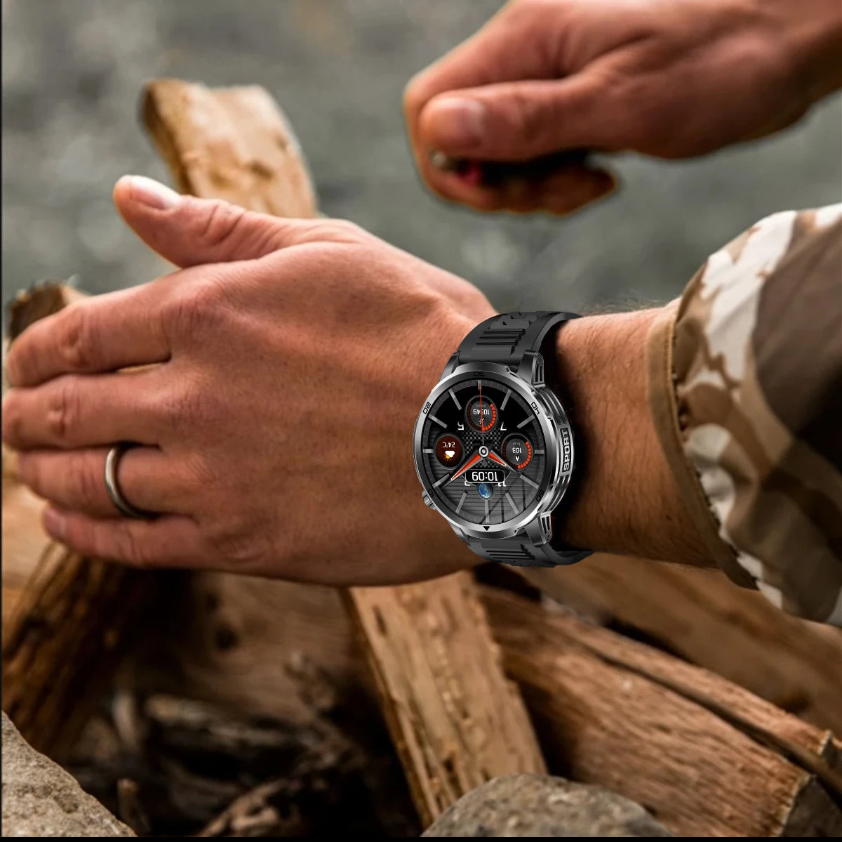 Sonicora Tactical Smartwatch – Rugged Design, AMOLED Display & Built-In GPS