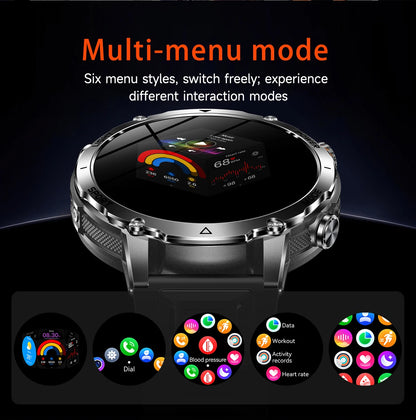 Sonicora Tactical Smartwatch – Rugged Design, Bluetooth Calling & Advanced Fitness Tracking