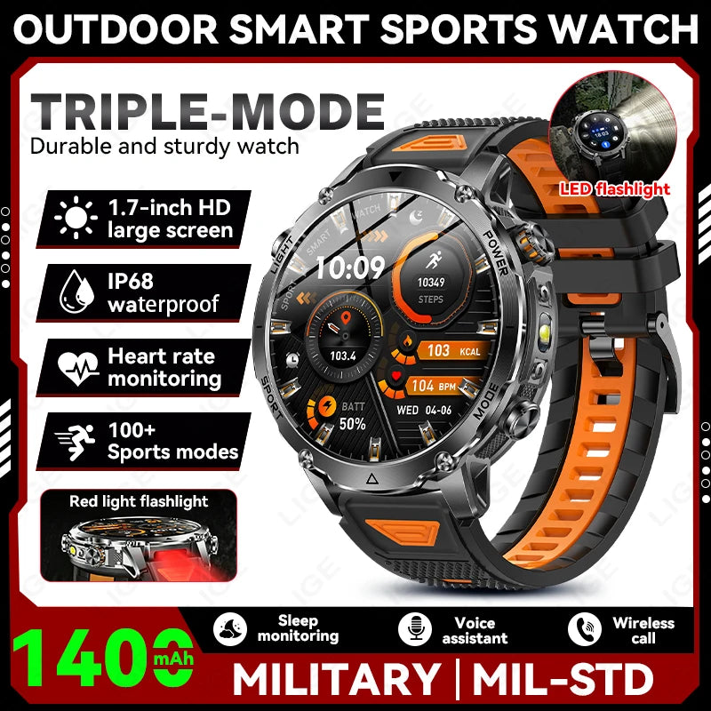 Sonicora Tactical Smartwatch – Rugged Design, Bluetooth Calling & Advanced Fitness Tracking