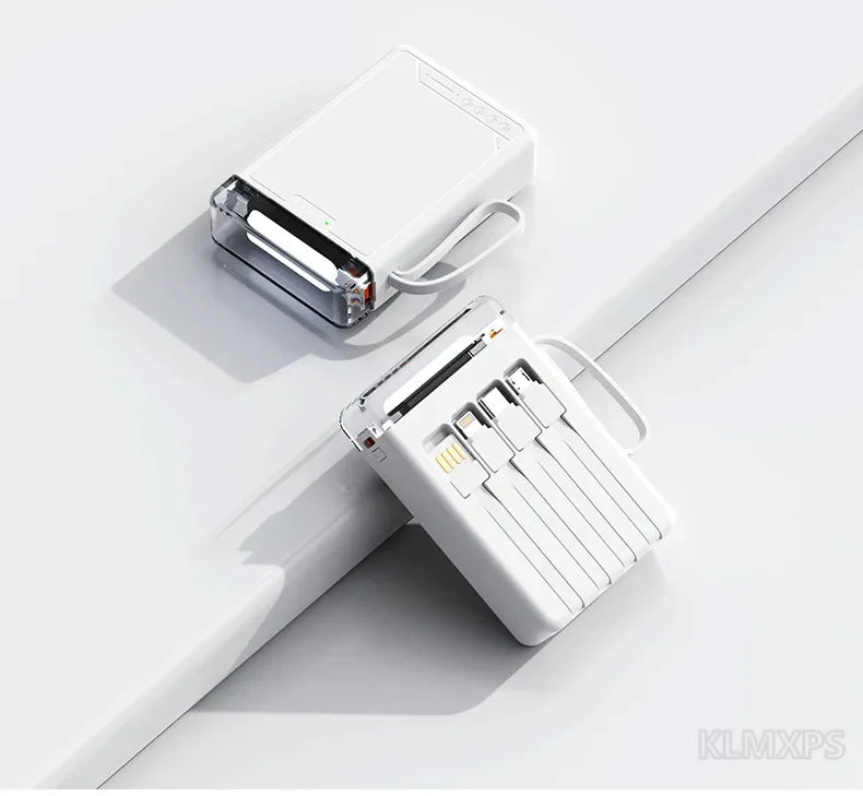 Sonicora 20,000mAh Mini Power Bank – 4 Built-In Charging Cables & LED Flashlight
