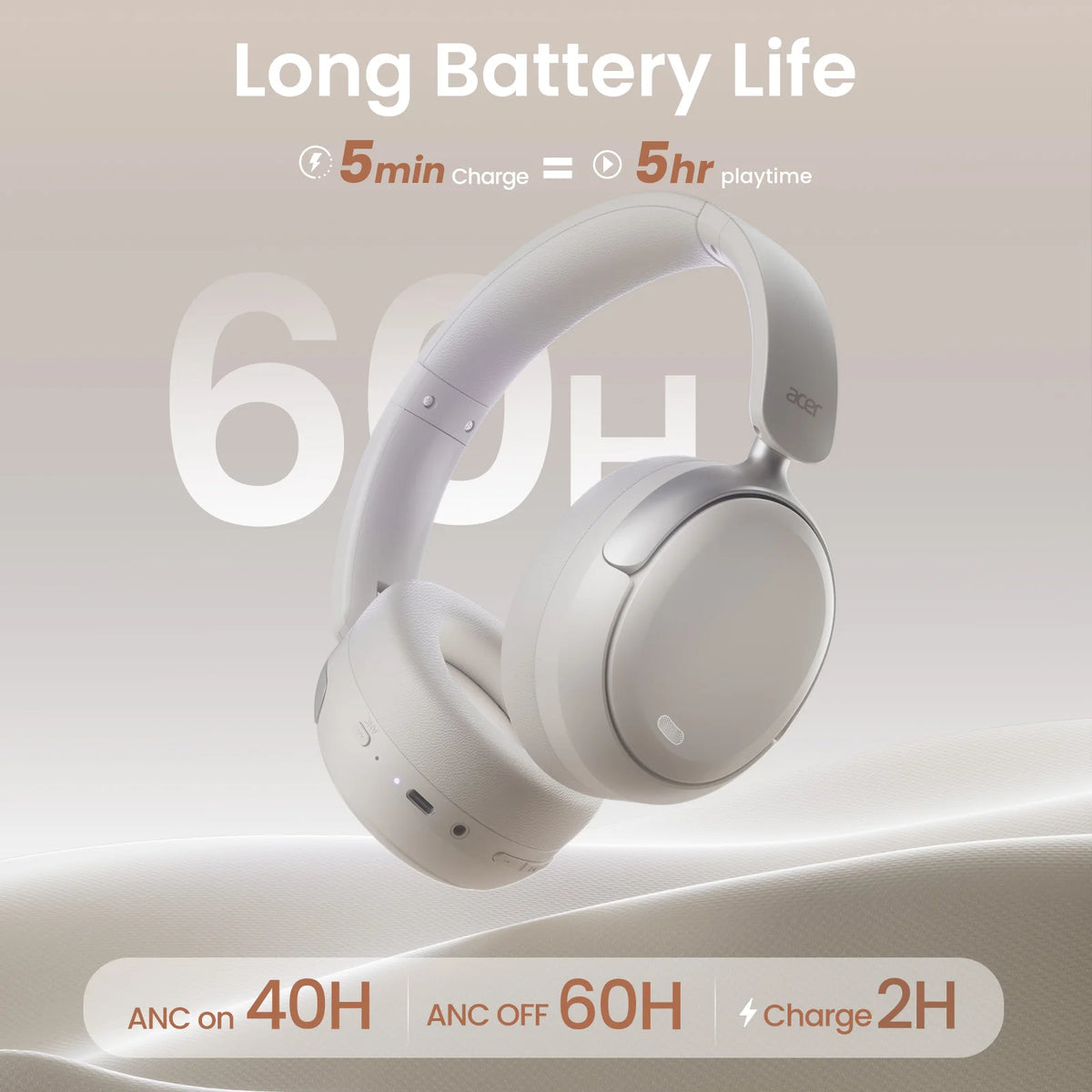 Sonicora Wireless Headphones – Active Noise Cancellation & Powerful 40mm Drivers