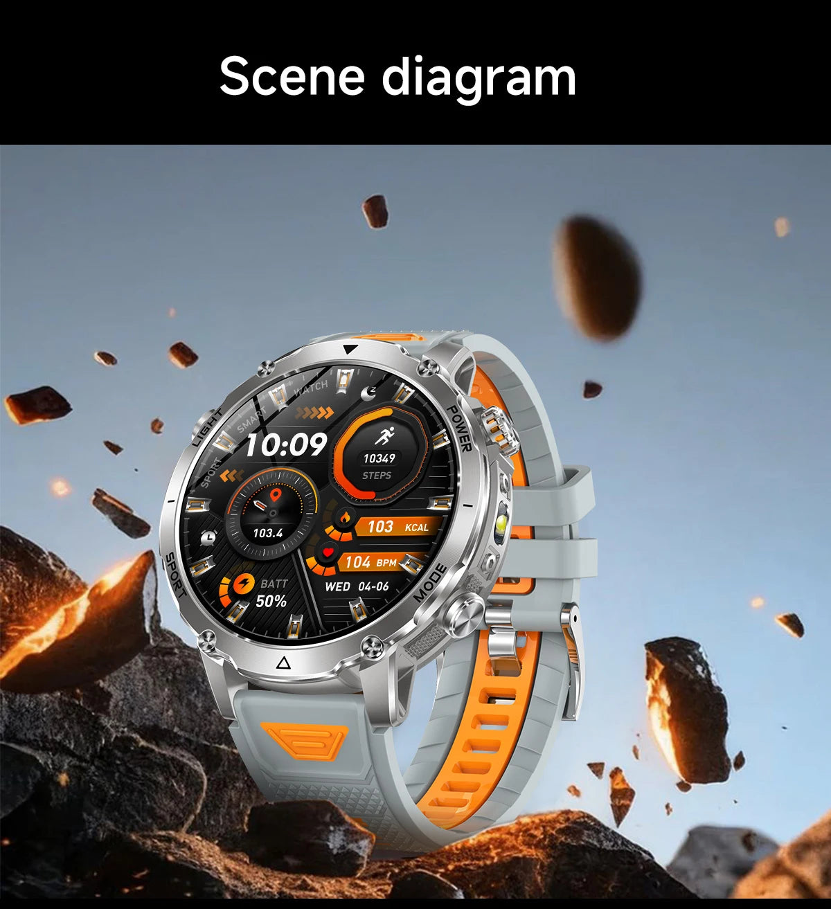 Sonicora Tactical Smartwatch – Rugged Design, Bluetooth Calling & Advanced Fitness Tracking