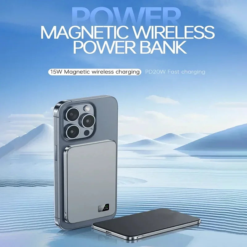 Sonicora Magnetic Wireless Power Bank – 22.5W Fast Charging & LED Battery Display