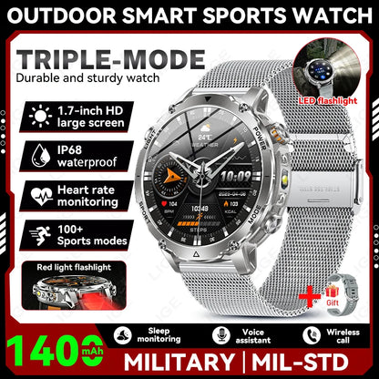 Sonicora Tactical Smartwatch – Rugged Design, Bluetooth Calling & Advanced Fitness Tracking