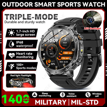 Sonicora Tactical Smartwatch – Rugged Design, Bluetooth Calling & Advanced Fitness Tracking