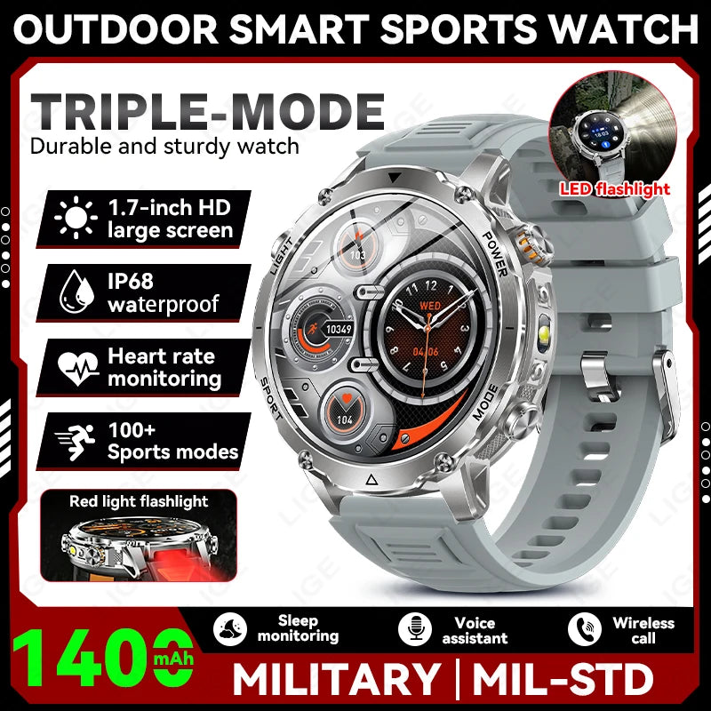 Sonicora Tactical Smartwatch – Rugged Design, Bluetooth Calling & Advanced Fitness Tracking