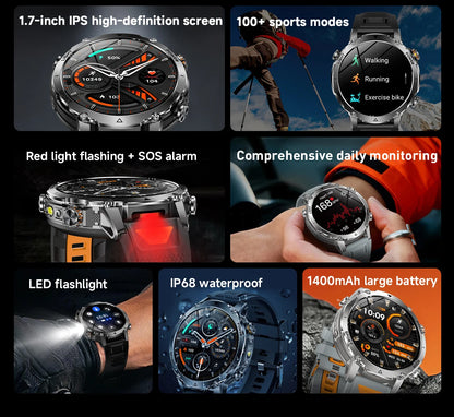 Sonicora Tactical Smartwatch – Rugged Design, Bluetooth Calling & Advanced Fitness Tracking