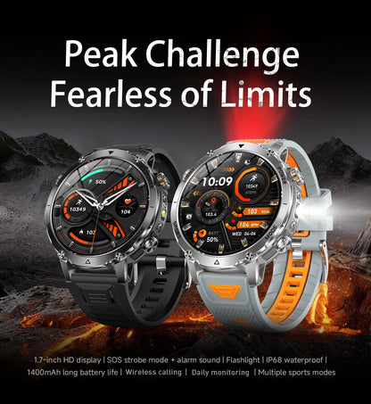 Sonicora Tactical Smartwatch – Rugged Design, Bluetooth Calling & Advanced Fitness Tracking