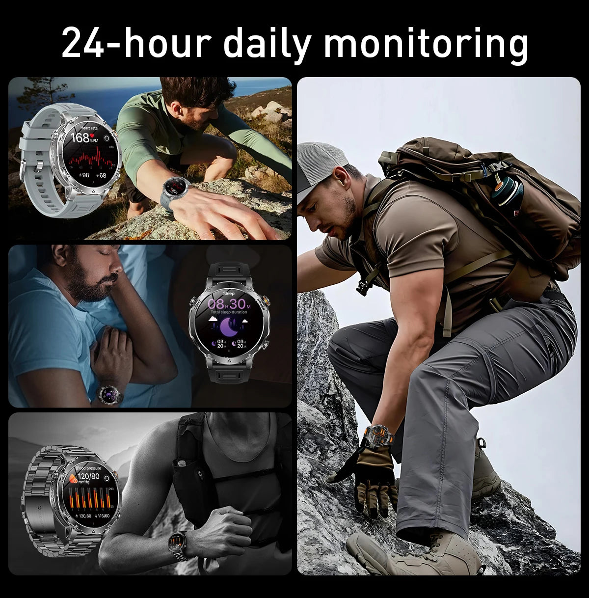 Sonicora Tactical Smartwatch – Rugged Design, Bluetooth Calling & Advanced Fitness Tracking