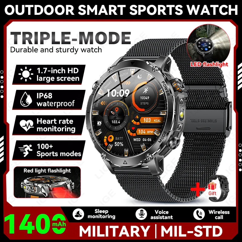 Sonicora Tactical Smartwatch – Rugged Design, Bluetooth Calling & Advanced Fitness Tracking