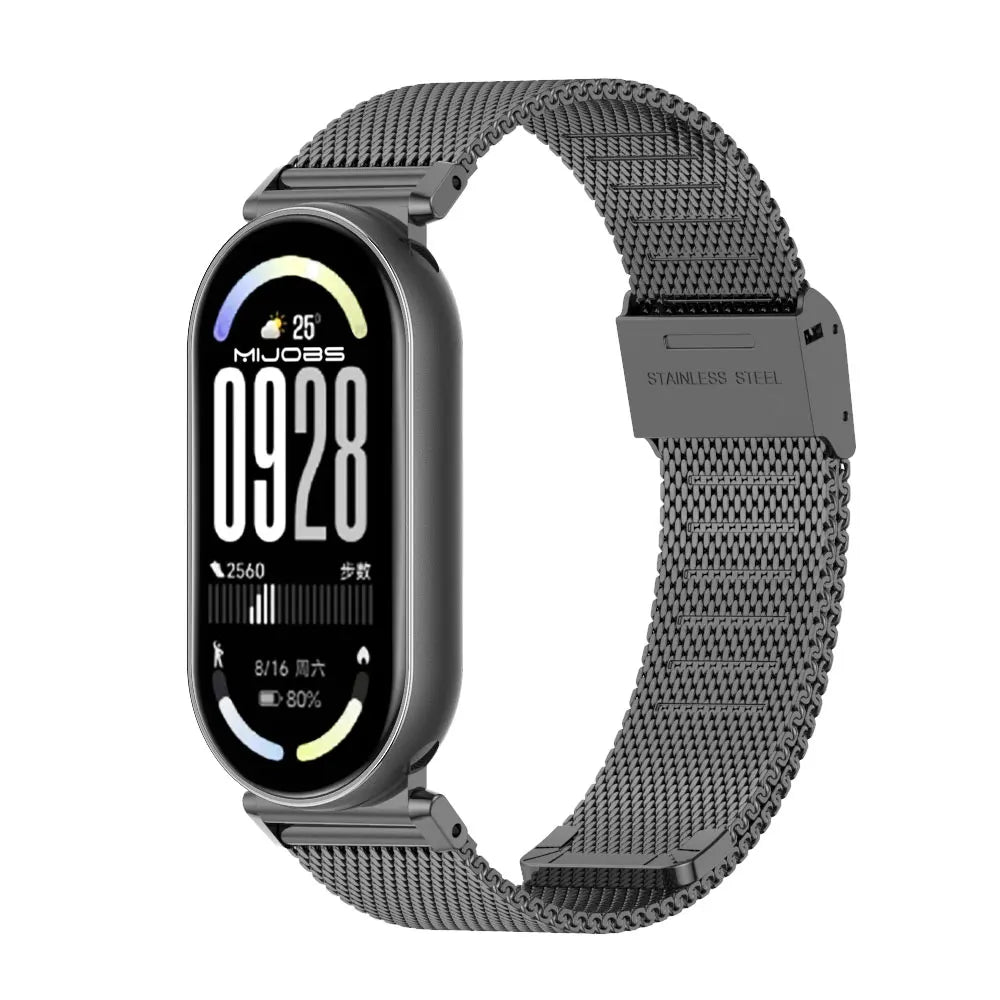 Sonicora Premium Metal Bracelet Strap for Xiaomi Mi Band 5–11 – Elegant Stainless Steel Style