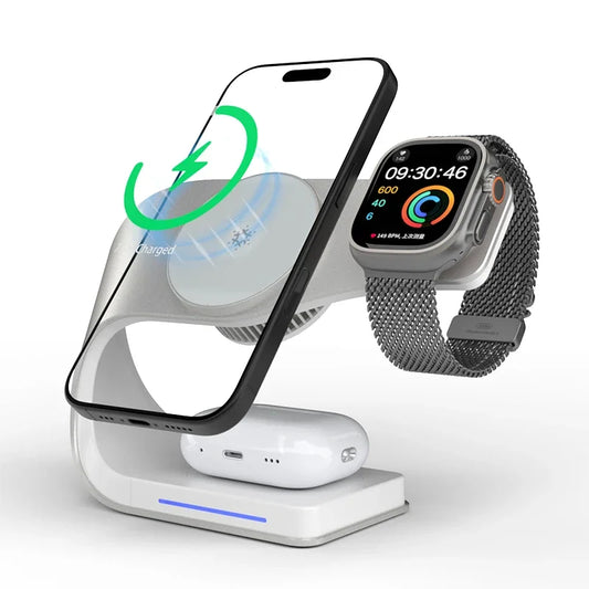 Sonicora 3-in-1 Magnetic Wireless Charging Station – Built-In TEC Cooling Fan