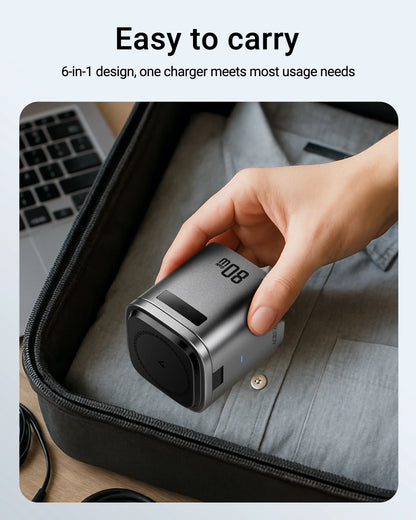 Sonicora 6-in-1 Magnetic Wireless Charging Station – 65W GaN Fast Charger