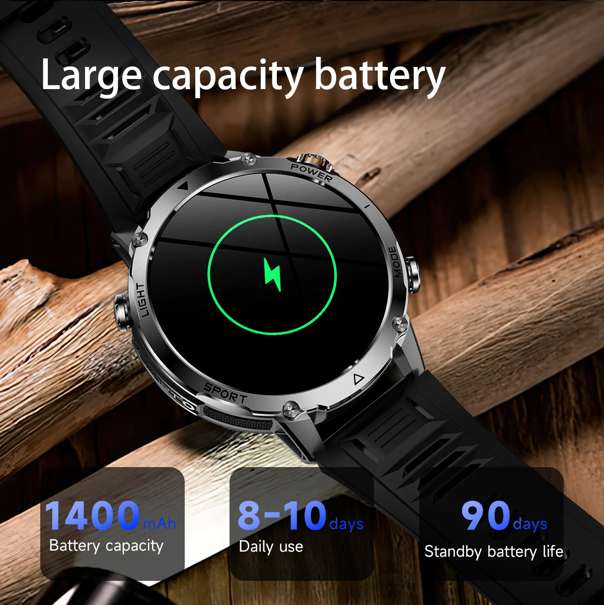 Sonicora Tactical Smartwatch – Rugged Design, Bluetooth Calling & Advanced Fitness Tracking