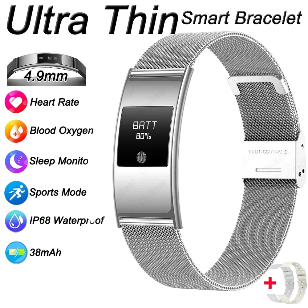 Sonicora Ultra-Slim Smartwatch – Heart Rate, Blood Oxygen & Sleep Tracking