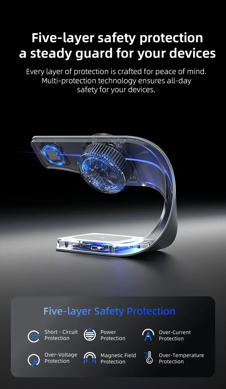 Sonicora 3-in-1 Magnetic Wireless Charging Station – Built-In TEC Cooling Fan