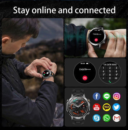 Sonicora Tactical Smartwatch – Rugged Design, Bluetooth Calling & Advanced Fitness Tracking
